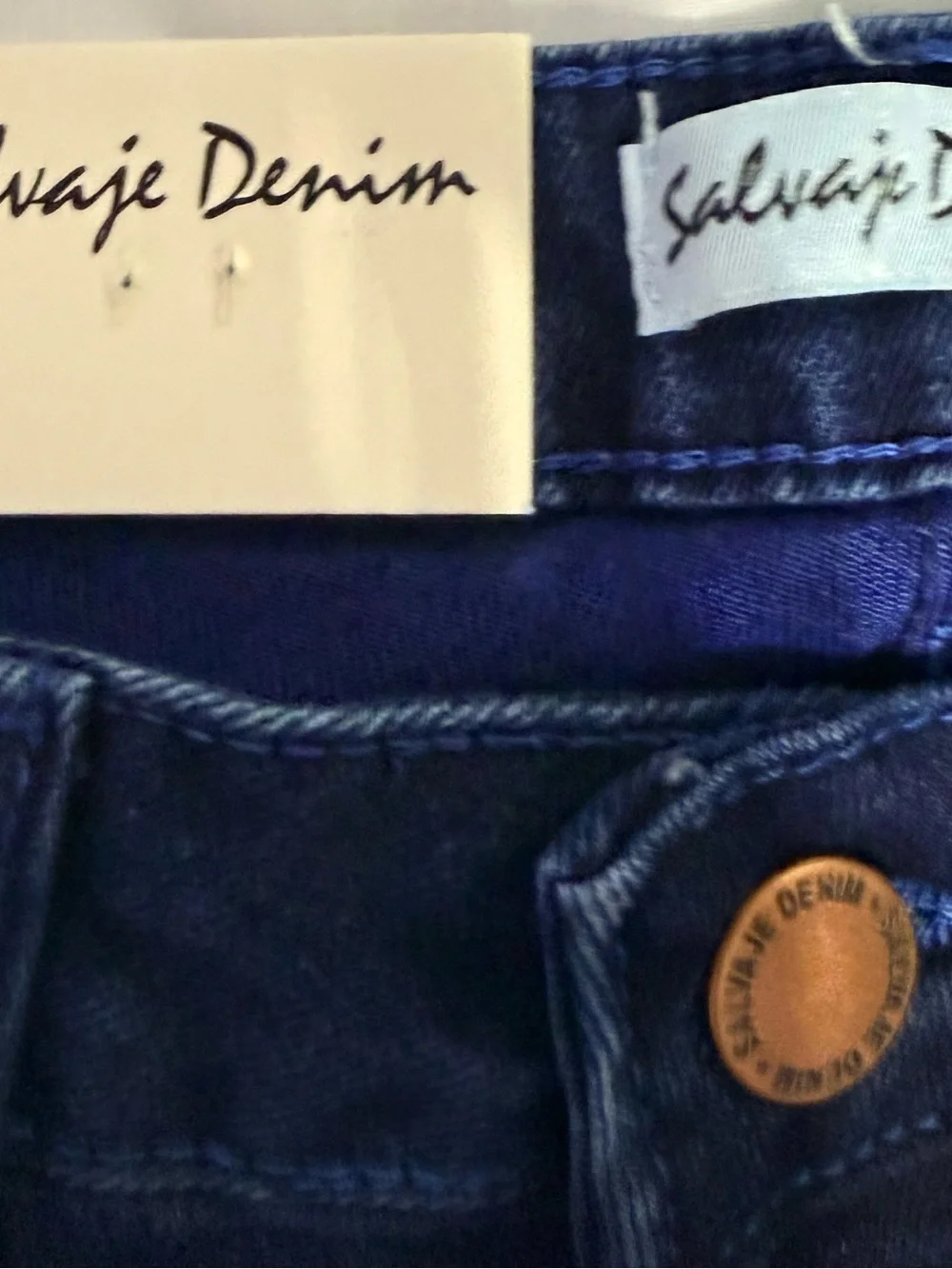 NWT Salvage Size 9 Dark Blue Distressed Jeans